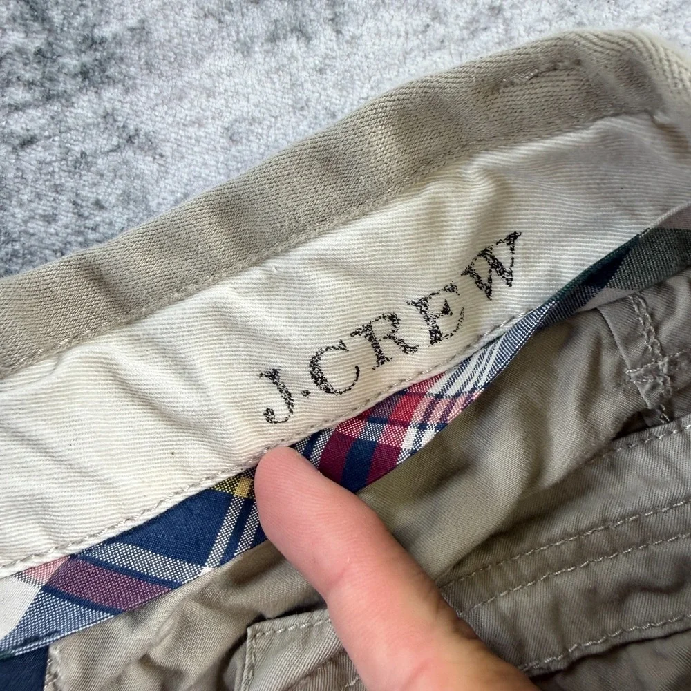Y2K J Crew Cargo Shorts Men 38 Khaki Broken In Preppy Grunge Military Drawstring